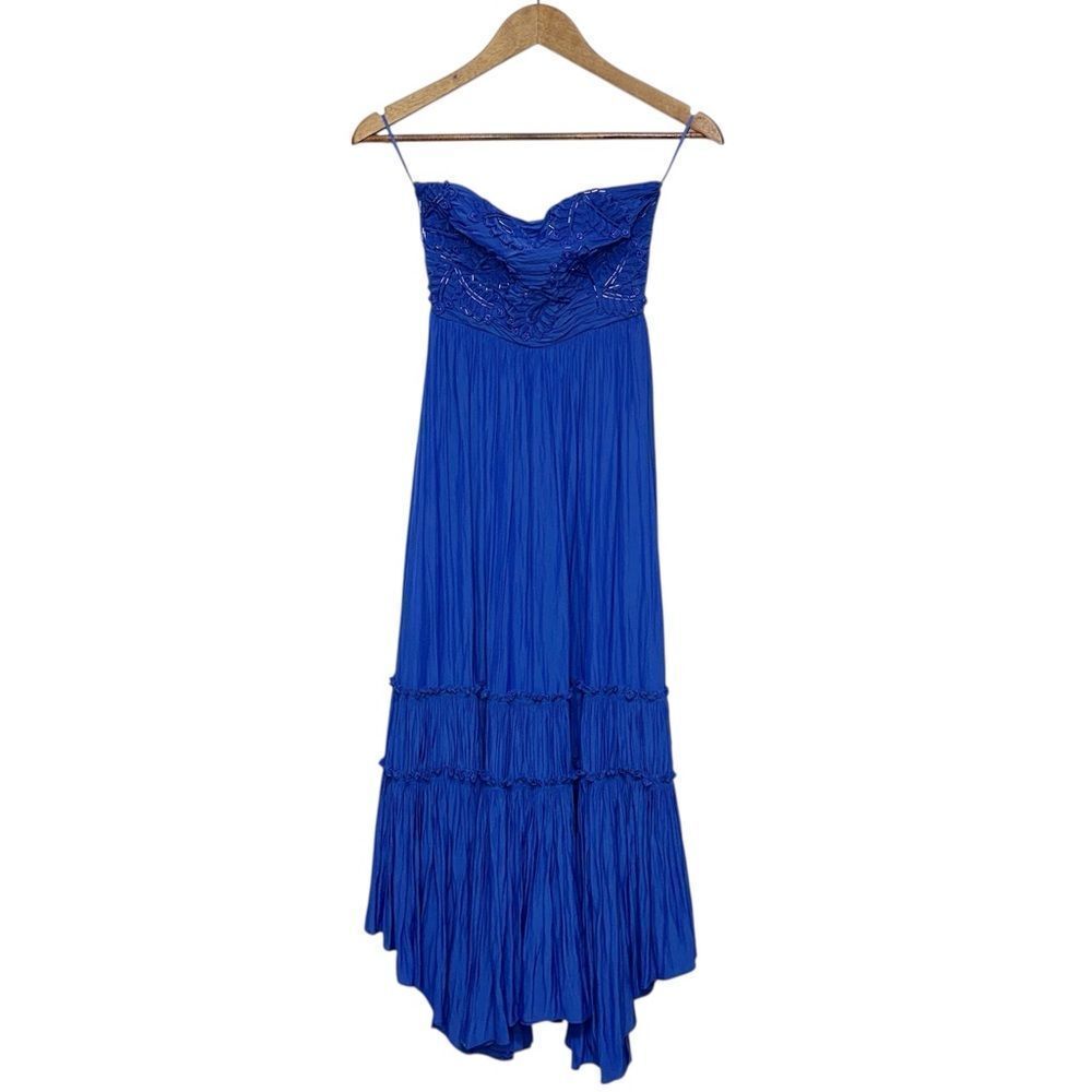 Ramy Brook Ingrid Beaded Strapless Midi Dress in Blue Size XXS NWT